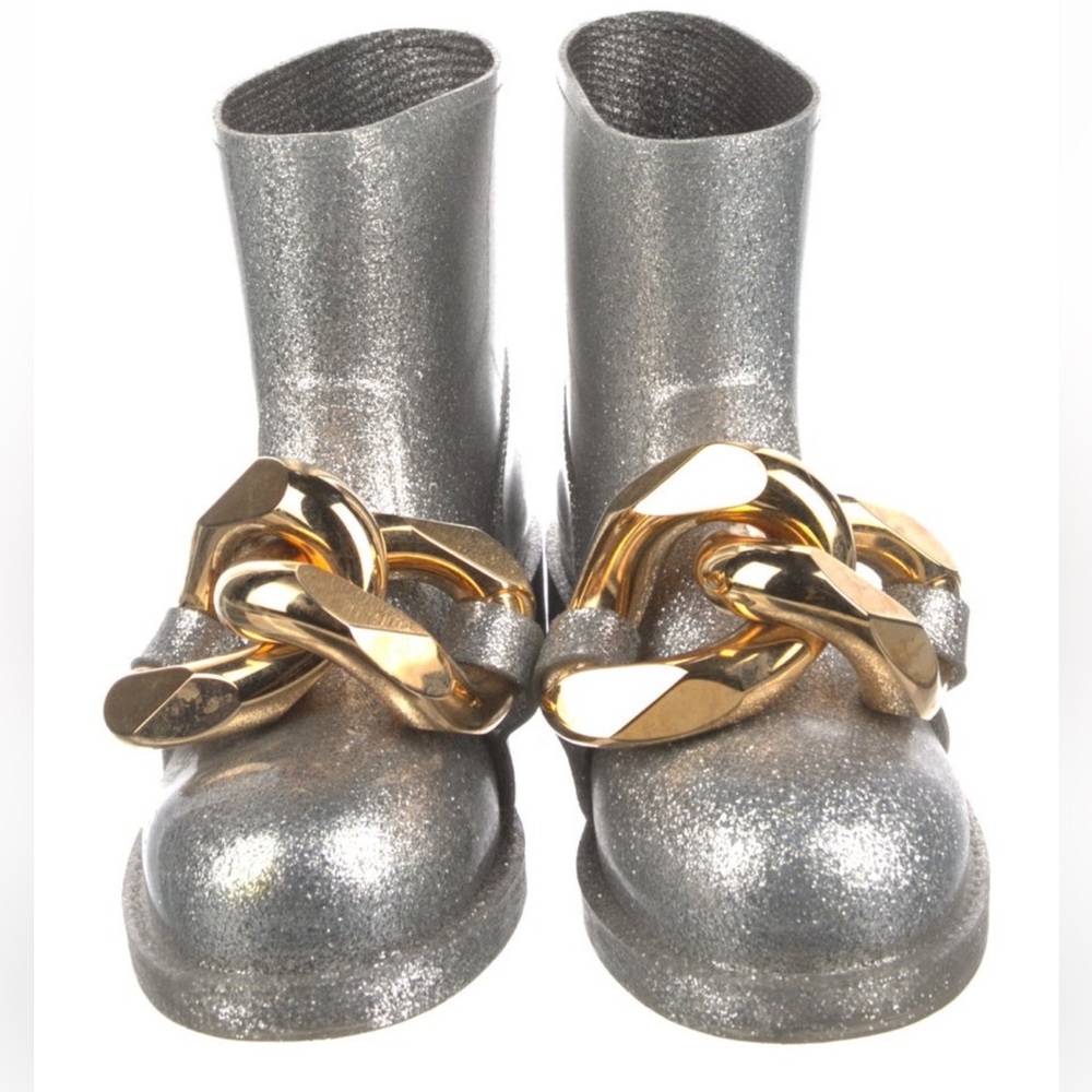 JW Anderson Rubber Chain Boots, Silver & Gold, size 38• 8